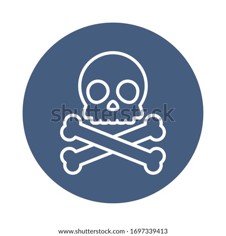skull and bones crossed icon over white background, block style, vector illustration