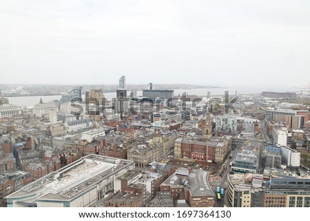 Panoramic Aerial view of Liverpool city