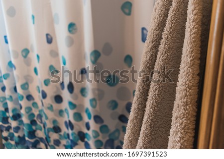 detail of a towel hanging in the bathroom