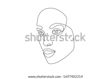 Abstract drawing of a girl's face in one line. Portrait in a minimalistic style.