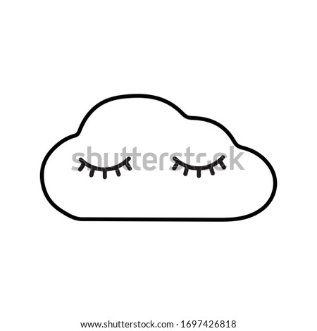 Isolated white clouds with eyelashes, icon