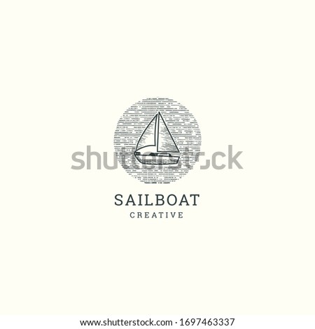 Sailboat logo template design in Vector illustration 