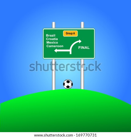 Highway sign of Brazil , Croatia , Mexico and Cameroon