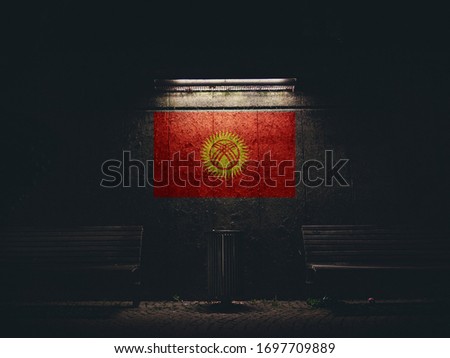 Kyrgyzstan flag on the wall, Kyrgyzstan flag