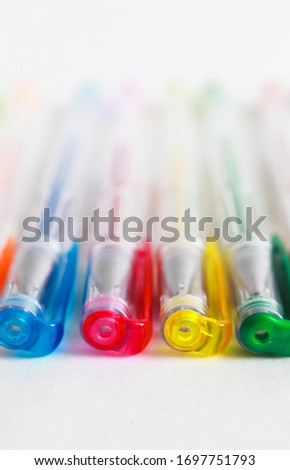 The colorful set of pen on white backgtound