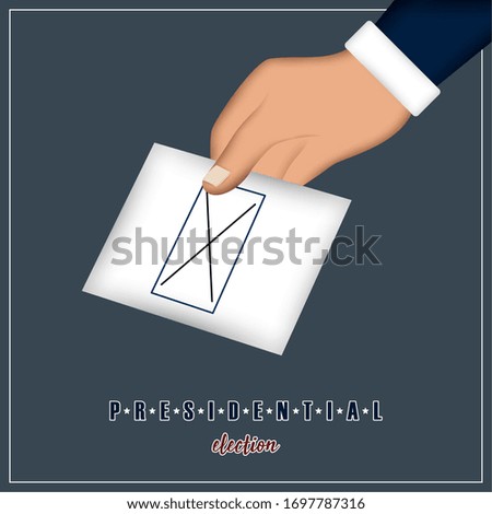 Hand with an electoral card. Presidential election poster - Vector illustration