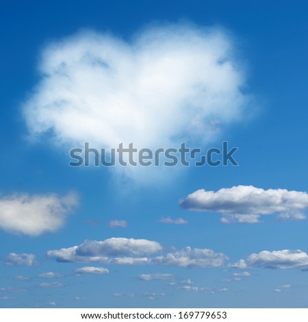 heart made of clouds against a blue sky