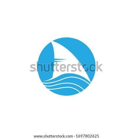 blue circle ocean logo with shark fin illustration