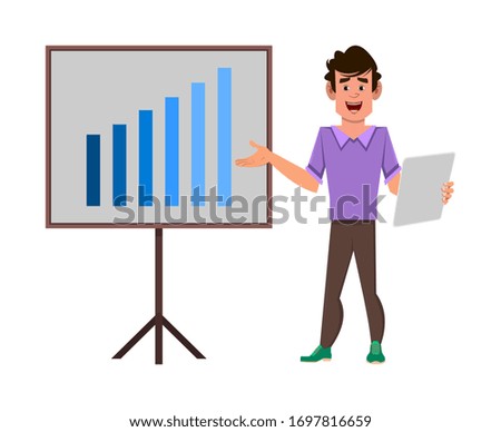 Man giving presentation. manager giving presentation flat illustration.
