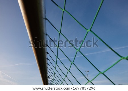 soccer goal with net, perspective from the goal