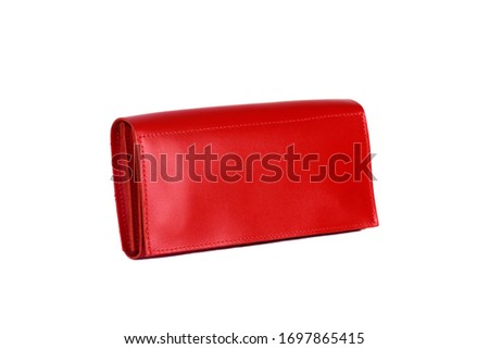 Natural leather wallet isolated on white background. Accessory for successful men close-up