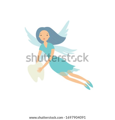 Tooth fairy. Vector illustration isolated on white background.