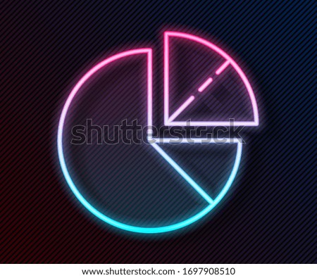 Glowing neon line Pie chart infographic icon isolated on black background. Diagram chart sign.  Vector Illustration