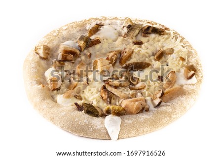 Frozen pizza isolated on a white background.