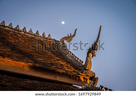 Temple architecture roofs in Luang Prabang, Laos, Southeast Asia