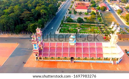 An aerian view of the Cao Dai temple in vietnam
