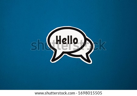white cloud with the words Hello on a blue background
