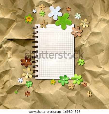 Scrapbooking Background  - flowers on kraft paper with space for text