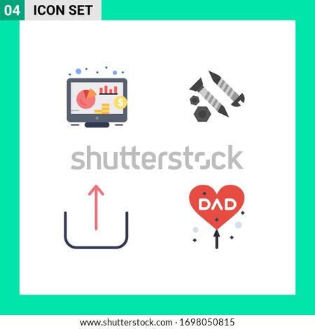 Pictogram Set of 4 Simple Flat Icons of investment; ui; screws; tool; balloon Editable Vector Design Elements