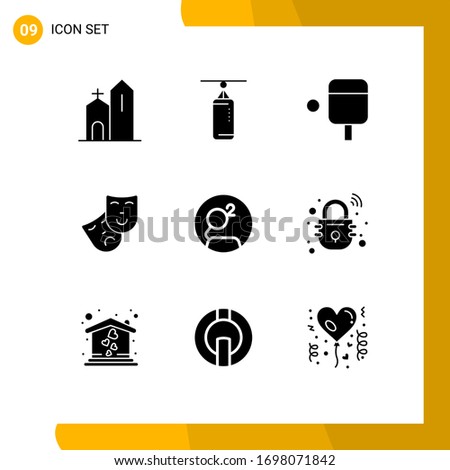 Mobile Interface Solid Glyph Set of 9 Pictograms of crypto currency; coin; punching; groastl coin; role Editable Vector Design Elements
