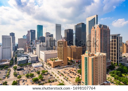 Houston, Texas, USA downtown city skyline in the afternoon.