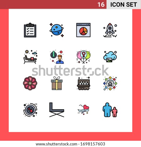 Universal Icon Symbols Group of 16 Modern Flat Color Filled Lines of degradation; water; presentation; park; rocket Editable Creative Vector Design Elements