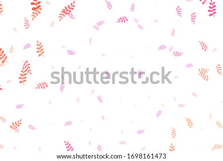 Light Pink, Yellow vector abstract background with leaves. Sketchy doodles with leaves on blurred background. Hand painted design for web, leaflets.