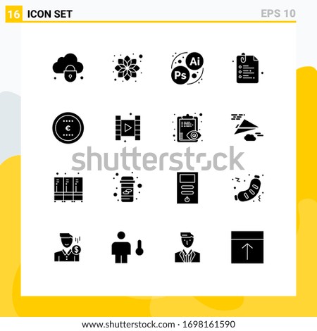 Pictogram Set of 16 Simple Solid Glyphs of money; business; branding; back to school; clip Editable Vector Design Elements