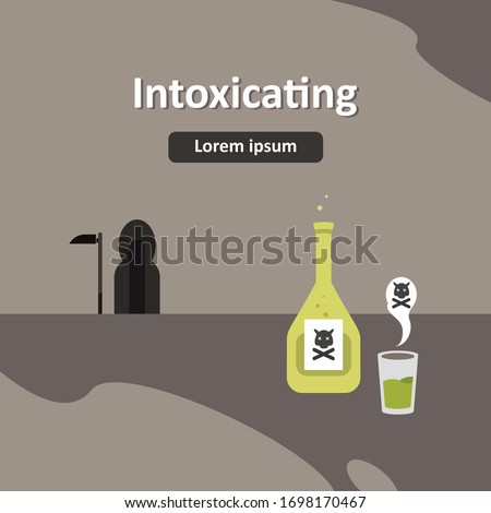 Illustration of Intoxicating Poison Drink in cartoon and flat style