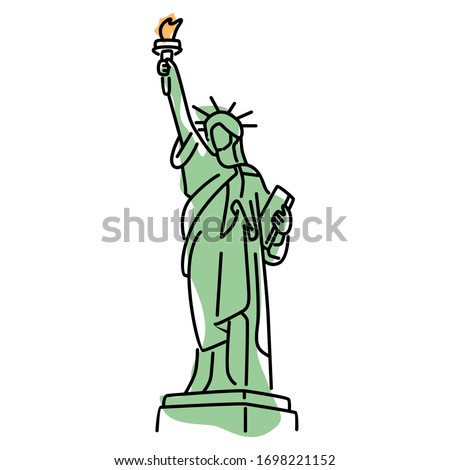Statue of Liberty Color Vector. Isolated on White background Royalty-Free Stock Photo #1698221152