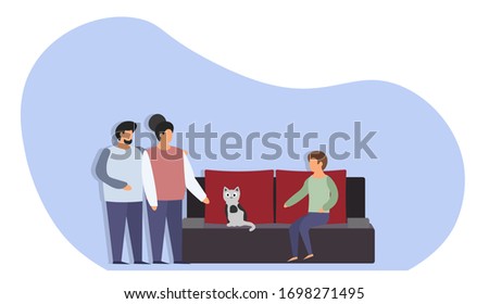 Family at home. Conceptual graphics about the family values ​​and relationships