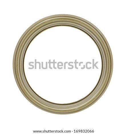 round golden frame isolated on white background with clipping path