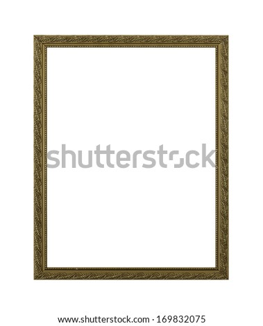 vintage golden frame isolated on white background with clipping path