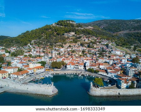 aerial view of Nafpaktos in Greece Royalty-Free Stock Photo #1698333349