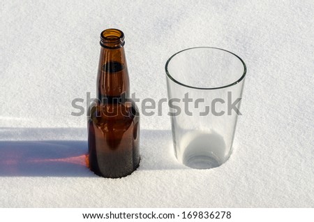 Beer bottle & glass