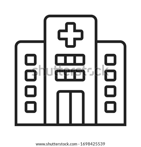 High quality vector thin line icon illustration of a Hospital isolated on white background