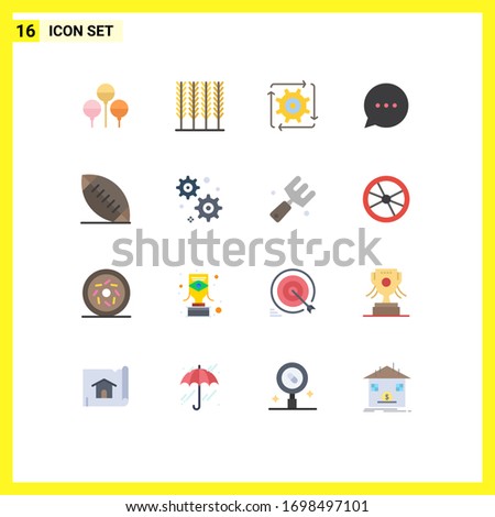 Stock Vector Icon Pack of 16 Line Signs and Symbols for gear setting; football; development; american; chat Editable Pack of Creative Vector Design Elements