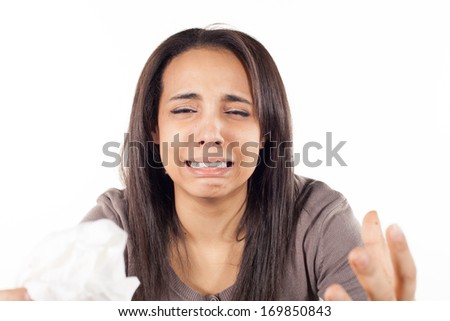 unhappy woman crying Royalty-Free Stock Photo #169850843