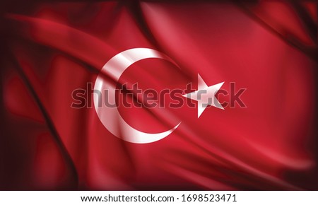 Turkish Flag, white moon and star with red background Royalty-Free Stock Photo #1698523471