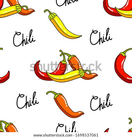 Seamless pattern with hot chili peppers. Mexican background with pepper for textile, print.