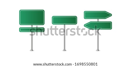 Realistic blank green street and road signs isolated vector. Set of street traffic sign, road signpost direction illustration