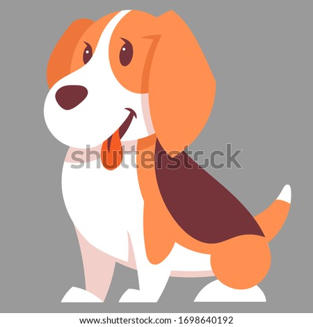 Sitting Beagle dog. Cute pet in cartoon style.