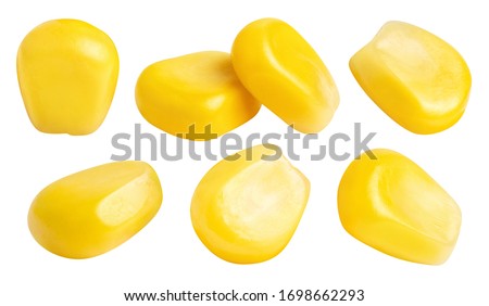 Collection of delicious corn seeds, isolated on white background Royalty-Free Stock Photo #1698662293