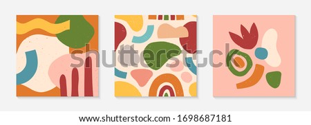 Set of creative universal cards and pattern.Modern vector illustrations with hand drawn organic shapes and textures.Trendy contemporary design for prints,flyers,banners,brochures,invitations,covers.
