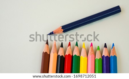 High angle view of colored pencils Royalty-Free Stock Photo #1698712051