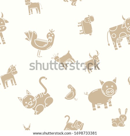 Domestic animal - Vector background (seamless pattern) of silhouettes pets for graphic design