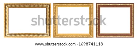 Luxury golden glitter picture frame isolated on a white background