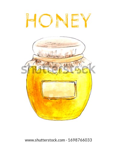 immunity strengthening set vitamins watercolor drawing honey