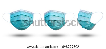 Doctor mask and corona virus protection isolated on a white background, 3 angles medical mask, With clipping path Royalty-Free Stock Photo #1698779602