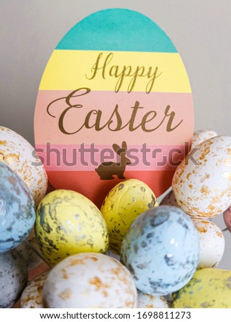 Happy easter sign with eggs
